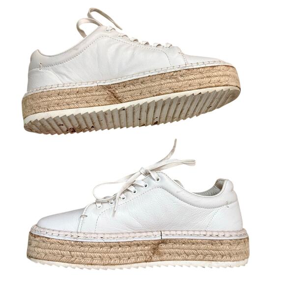 Rag & Bone White Tan Rope Kent Leather Espadrille Platform Sneakers sz 37.5 / 7 - Picture 10 of 12